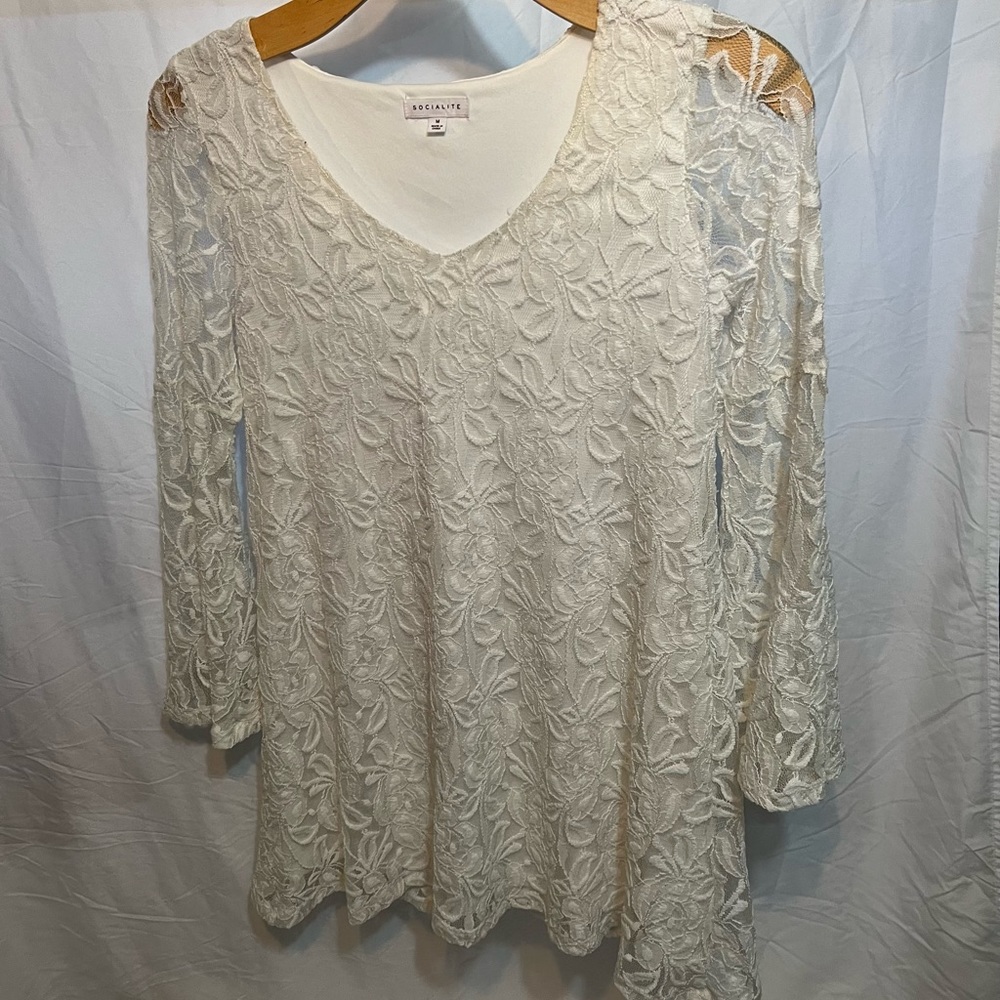 Socialite Lace Dress Tunic Medium  Floral Pattern